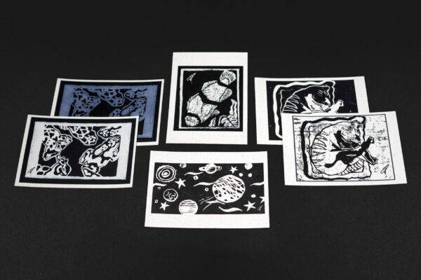 Lino print postcards